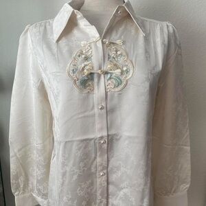 Vintage Embroidered White Blouse